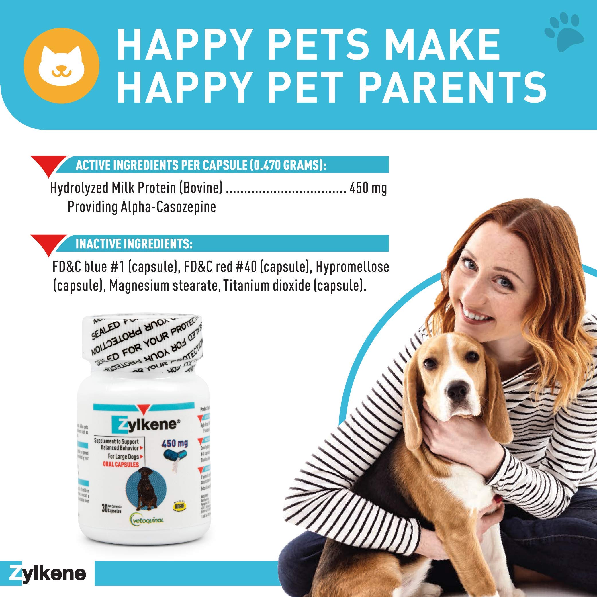 Emballage Zylkene Vetoquinol, pratique pour le quotidien des chiens.