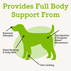 Saupoudrage de VetPro Complete sur nourriture, topper appétent pour chien
