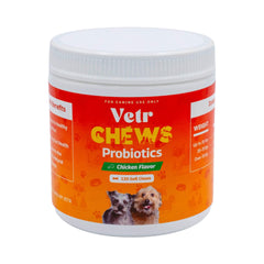 Boîte Vetr friandises probiotiques pour chien, bouchées molles faciles à administrer.