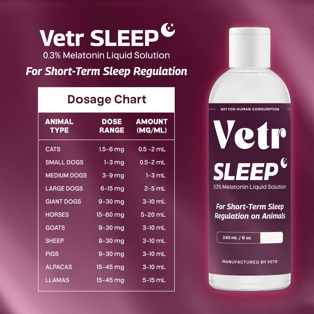 Flacon VETR Sommeil, aide légère à calmer l’anxiété chez les animaux.