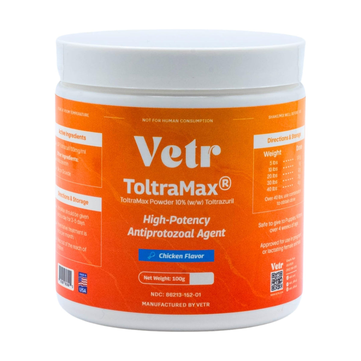 Toltramax en poudre 100 g, emballage pratique pour dosage précis