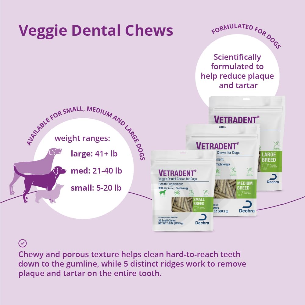 Vetradent Veggie : texture poreuse qui aide le nettoyage jusqu’à la ligne gingivale.