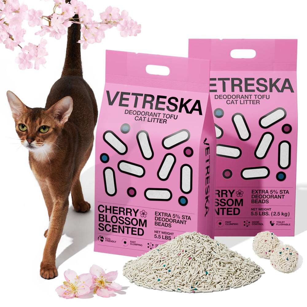 Vetreska Cherry Blossom Tofu Litière dans emballage sous vide pour transport sûr