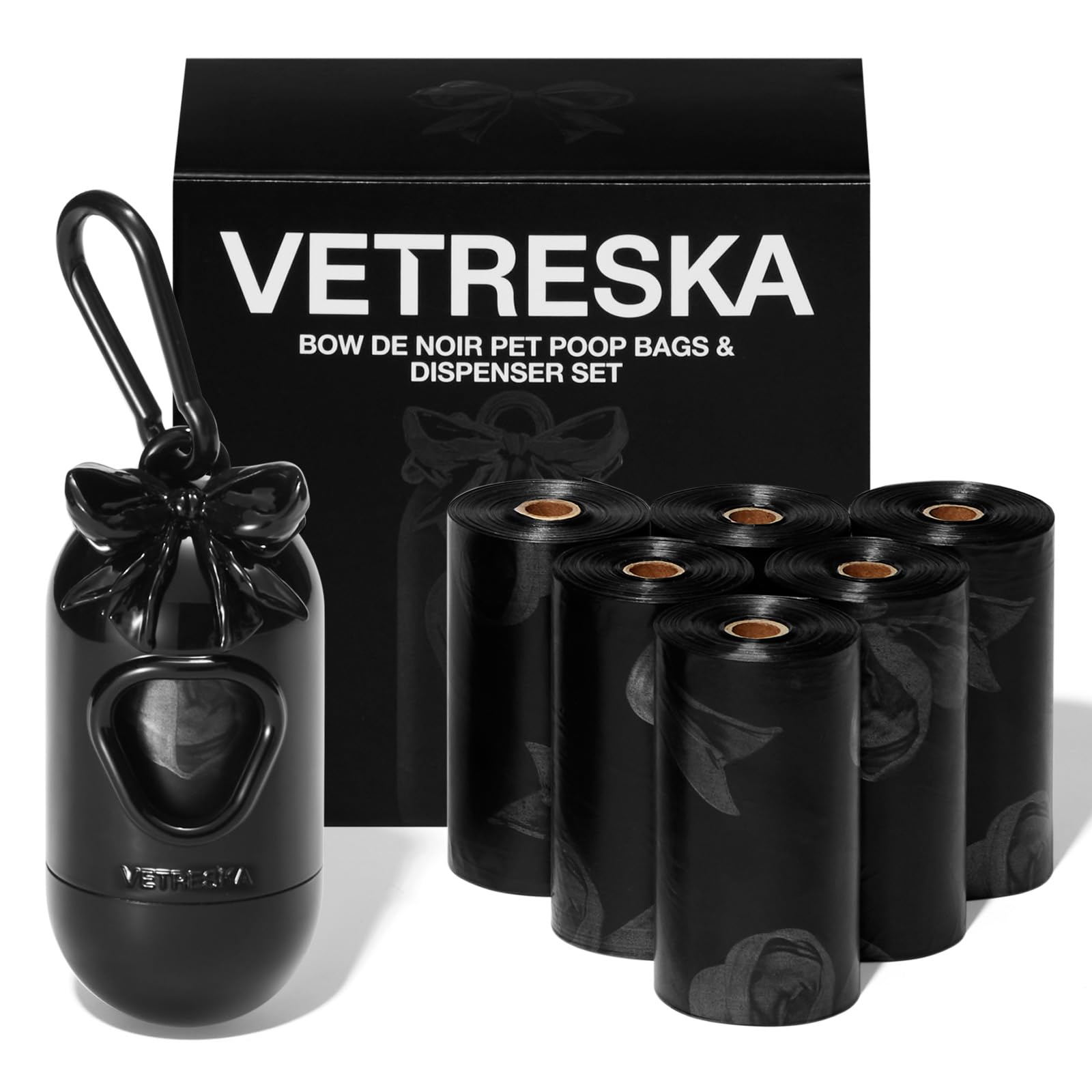 Distributeur Vetreska avec clip d'attache, pratique pour promenades.