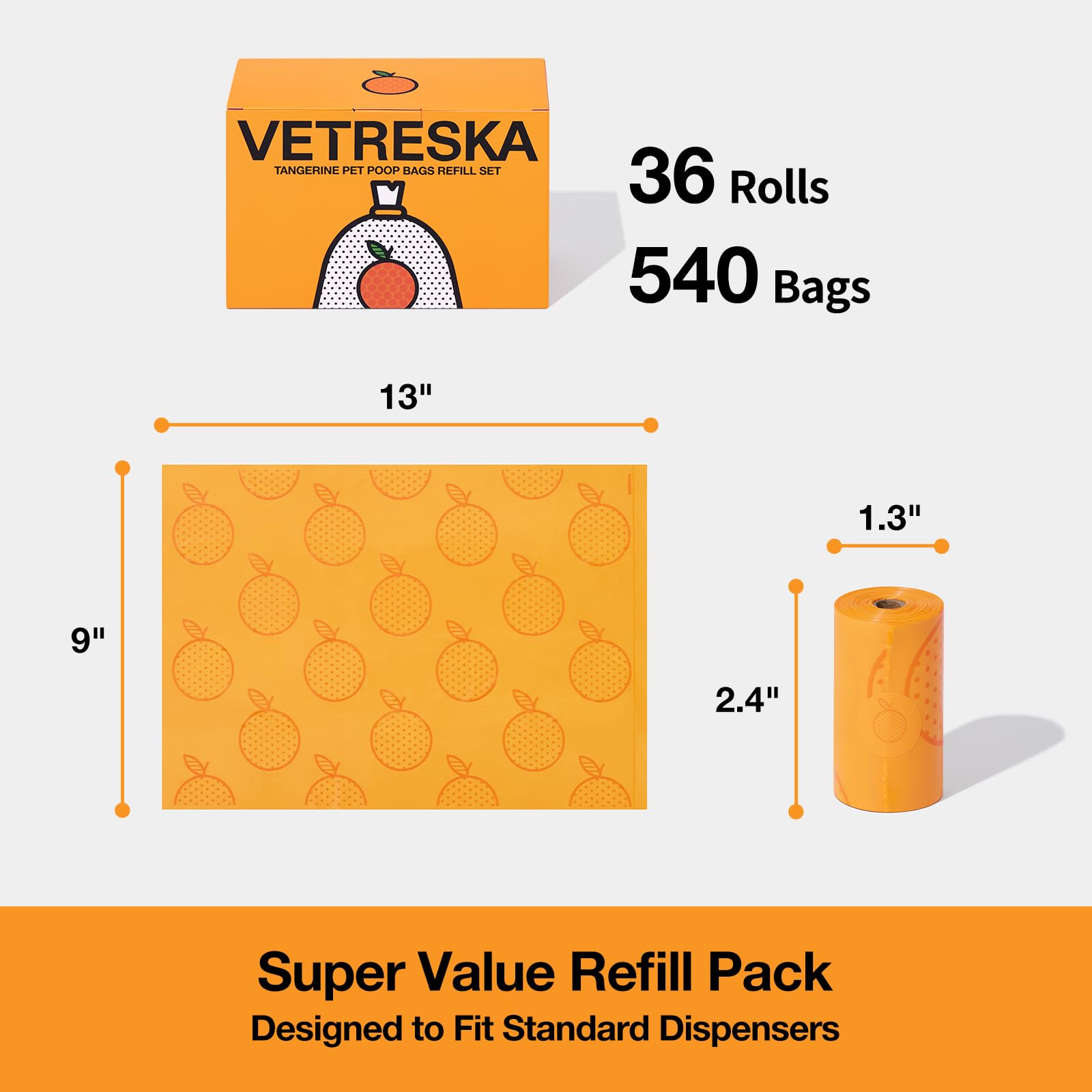Vetreska rouleaux 36, soit 540 sacs, éco-pratique.