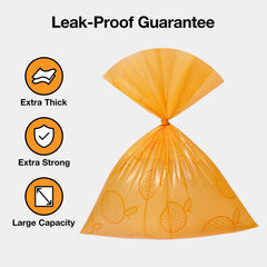 Vetreska sacs-poubelle design mandarine sur fond orange.