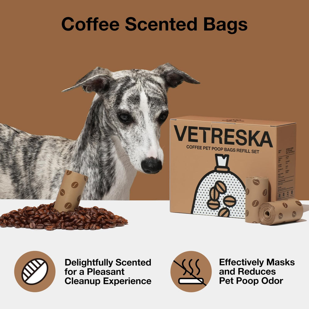 Vetreska sacs-poubelle-chien-forme-feve-cafe: design unique et pratique.