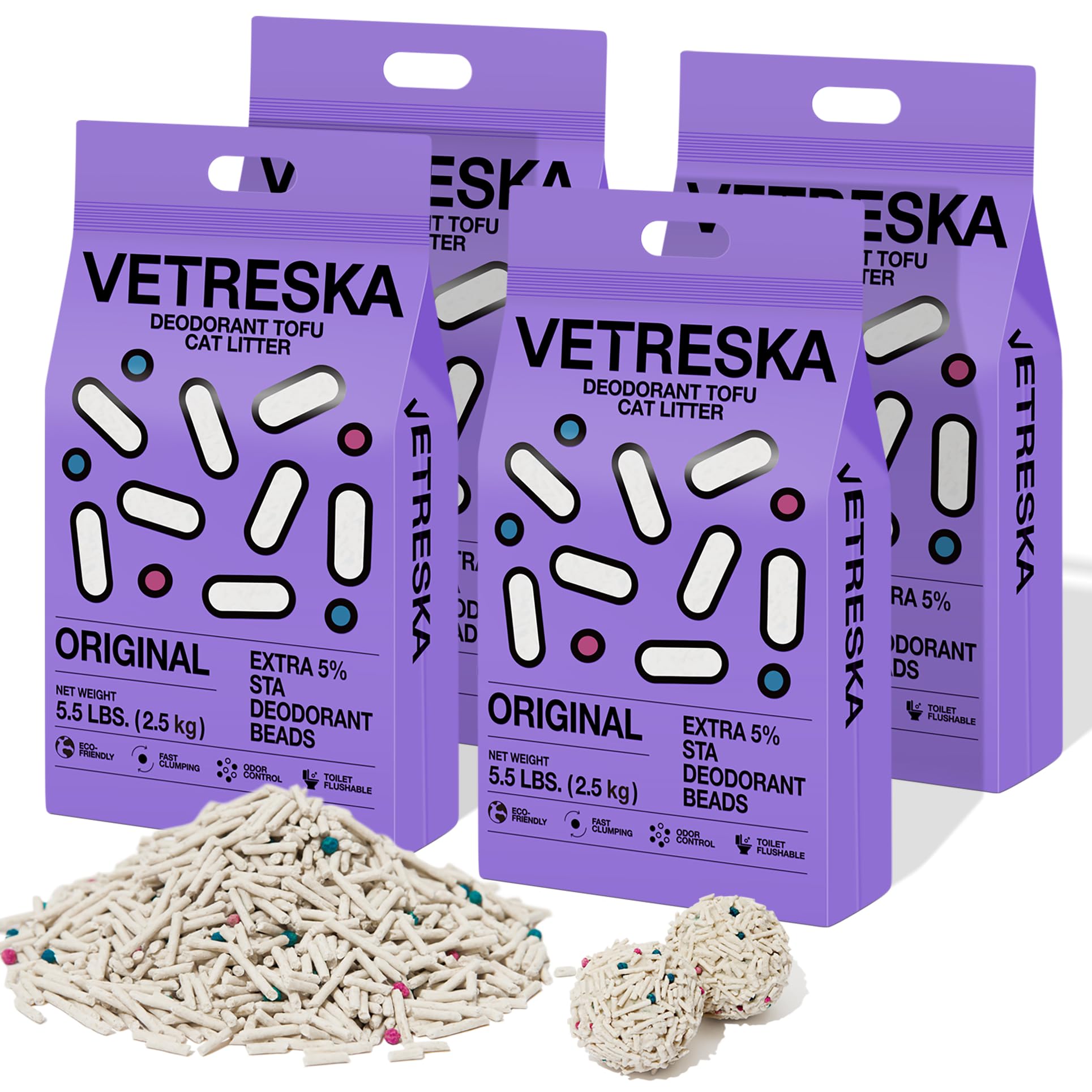 VETRESKA Tofu Litière: emballage sous vide pour transport sûr et pratique.
