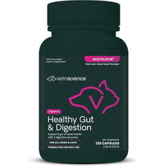 VetriScience: bouteille montrant le complément pour soutenir un intestin sain et une digestion équilibrée.