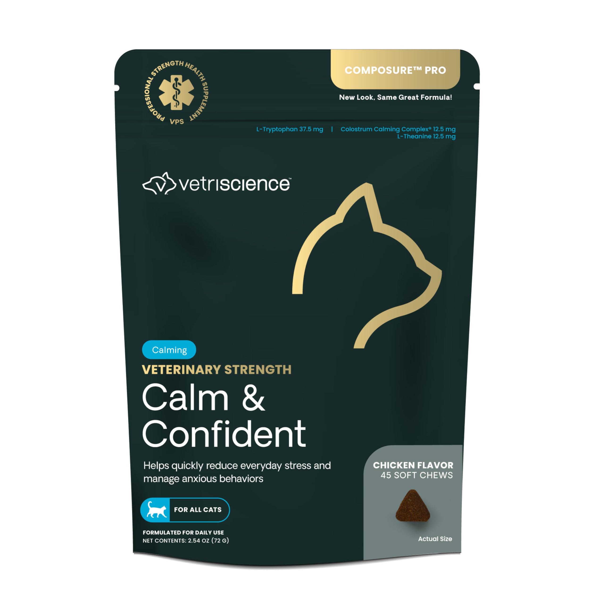 VetriScience Calm & Confident: gommes en flacon, friandises calmantes pour chats.
