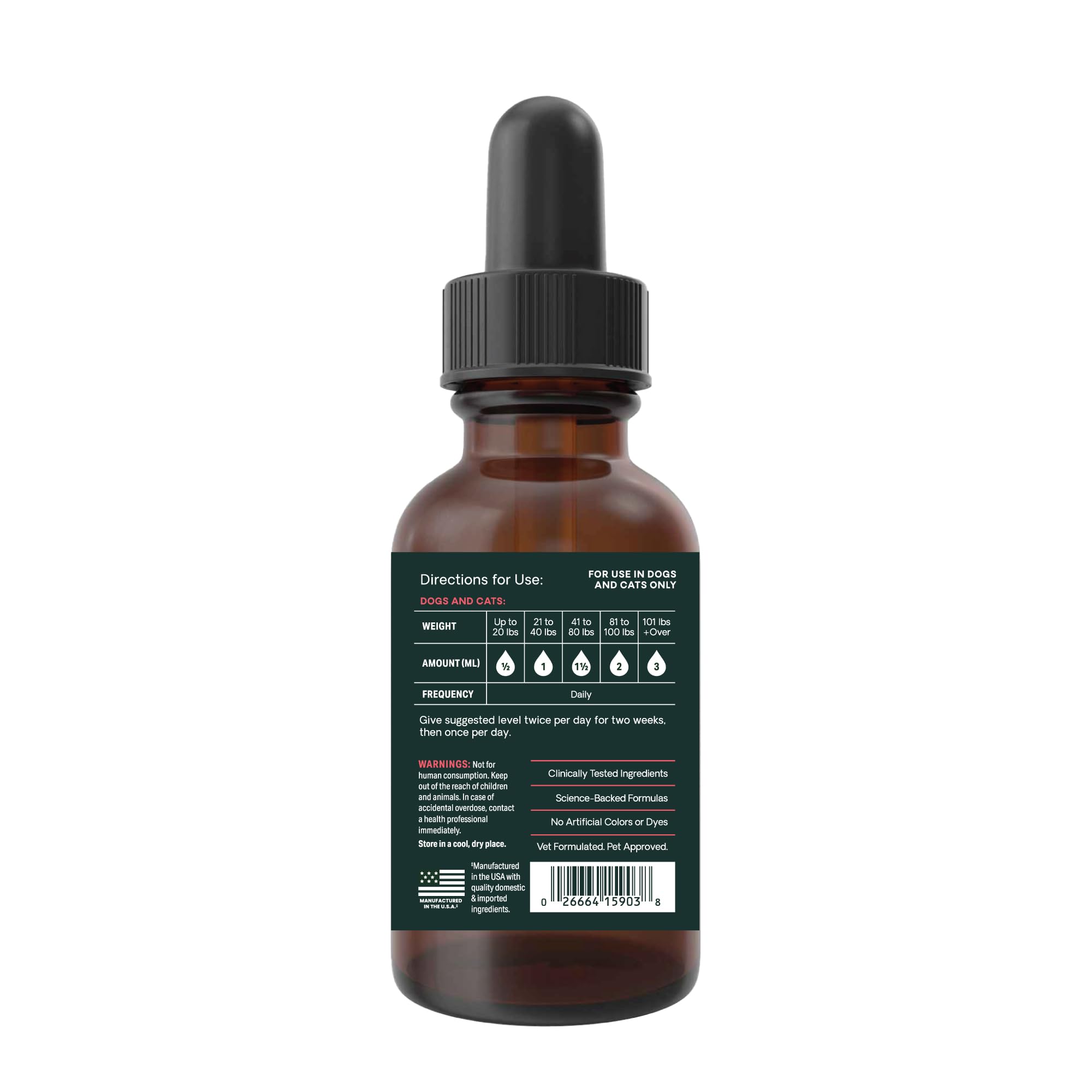 VETRISCIENCE DMG Immunity Health flacon: forme liquide pratique pour l'alimentation.
