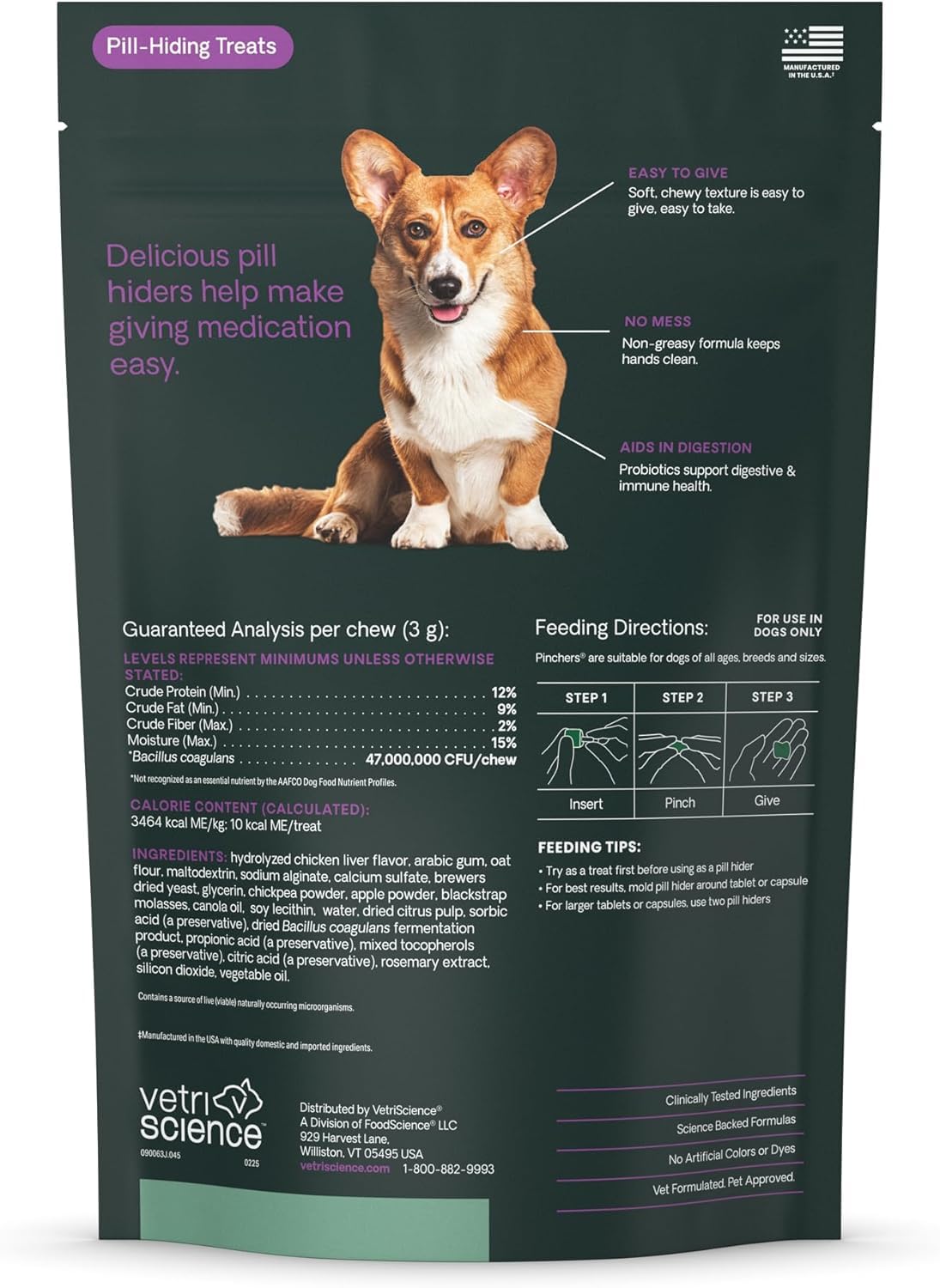 VETRISCIENCE Pinchers cache-pilules digeste et immunité potentielle.