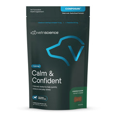 VETRISCIENCE Calm & Confident – bouchées au poulet apaisent les petits chiens.