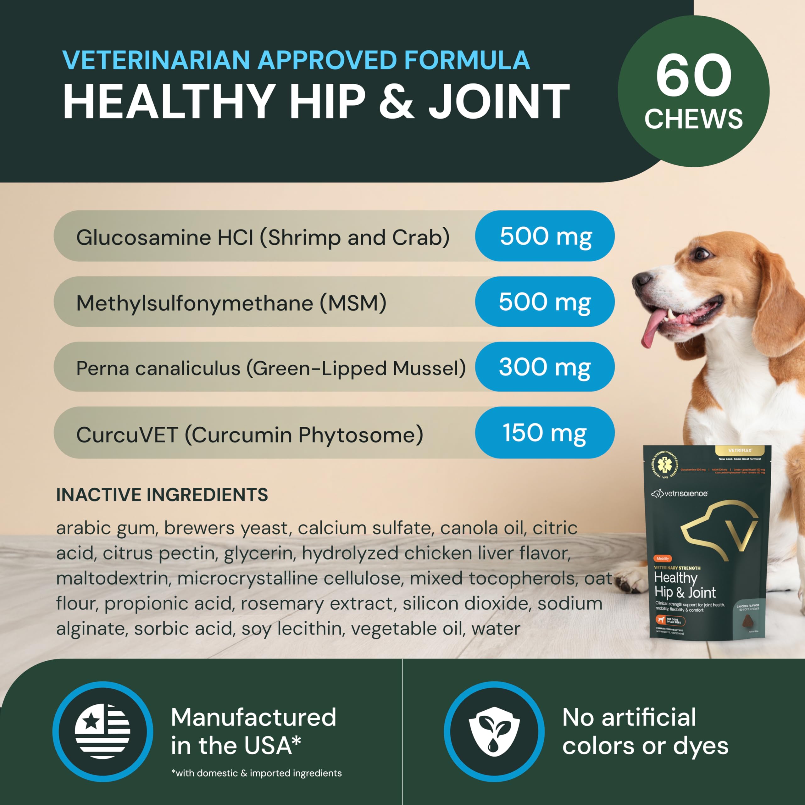 VETRISCIENCE Chien utilisant friandises articulation hanche pour mobilité douce et confort.