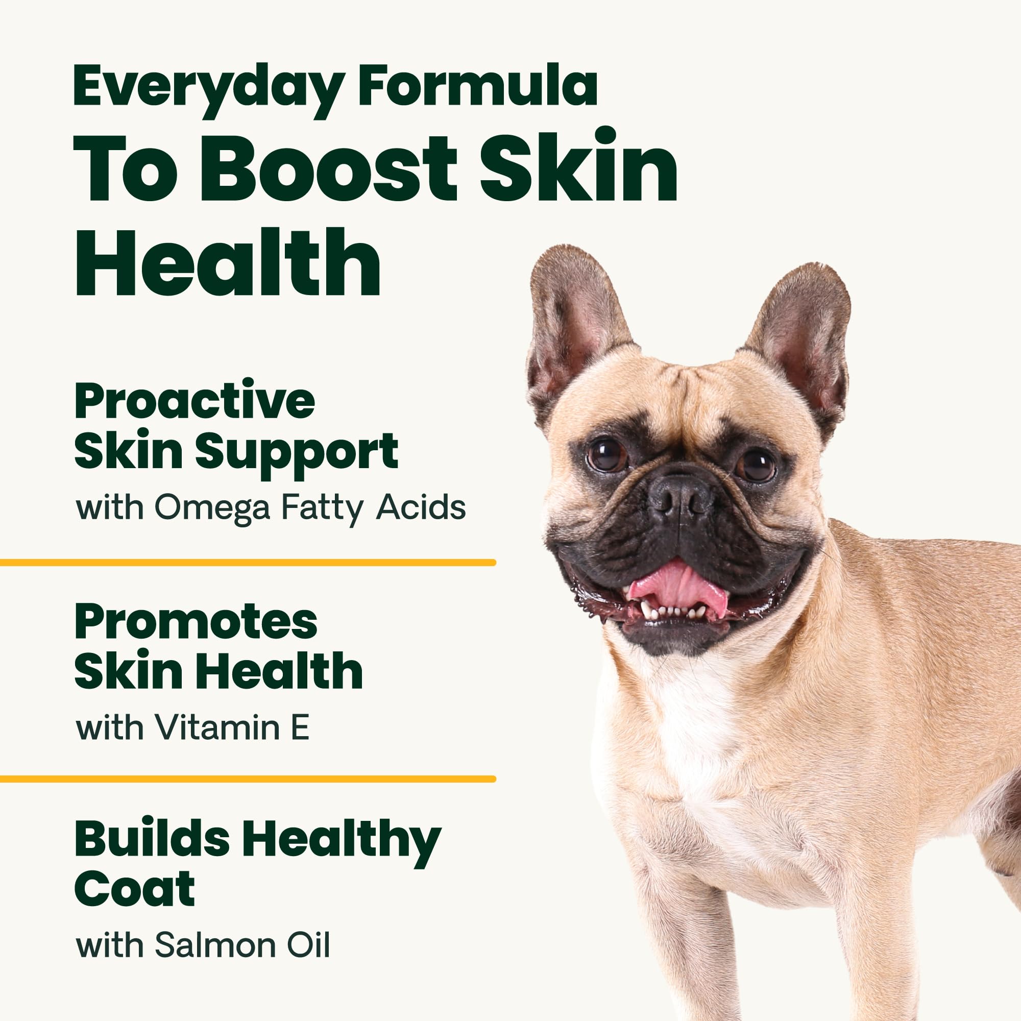 VetriScience Derma Strength: étiquette et ingrédients, contient vitamine E.
