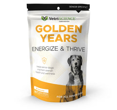 VetriScience Senior renforcé 27+ : gommes poulet dans bouteille, soutien quotidien.