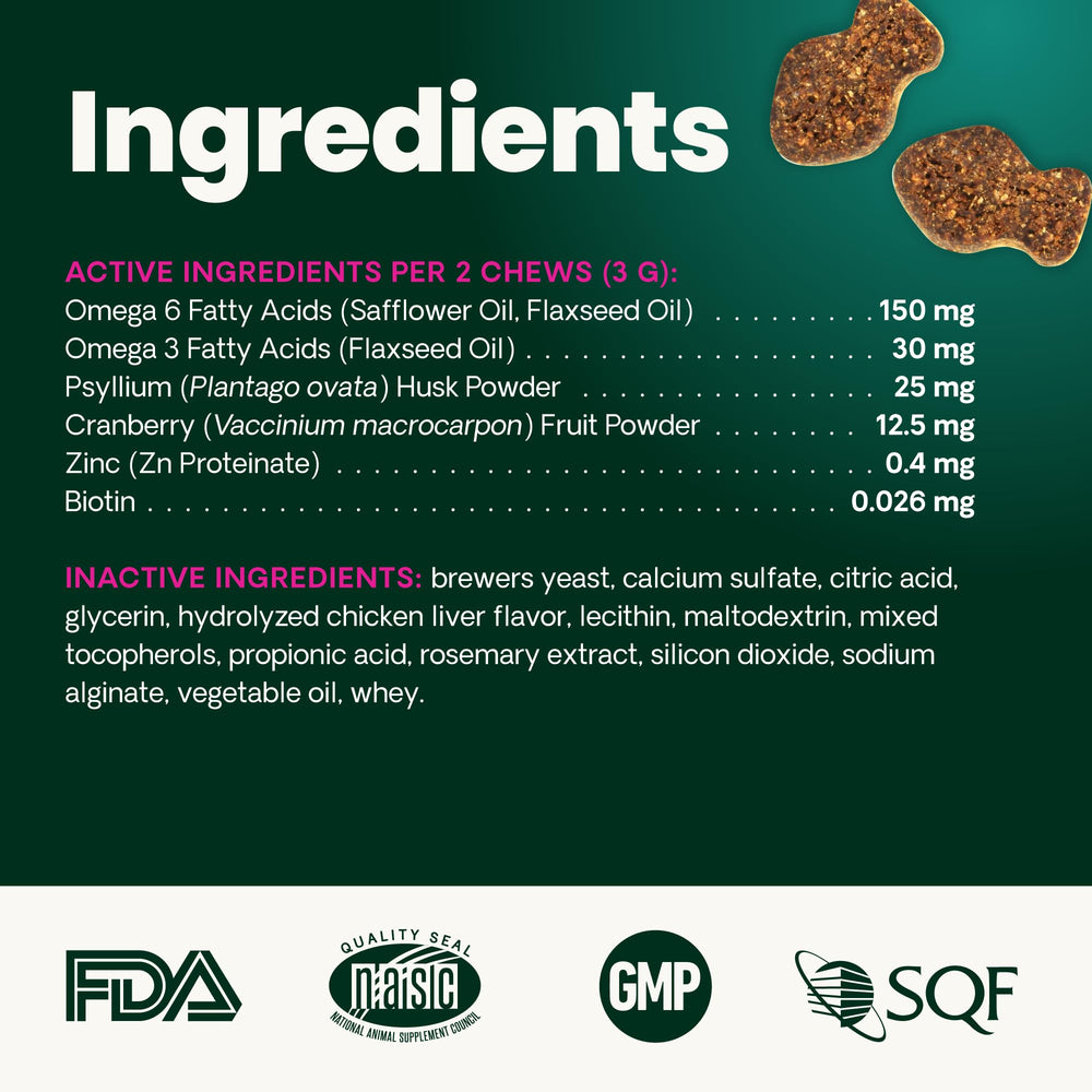 VetriScience Hairball Control – fibres psyllium visibles pour soutenir la digestion.