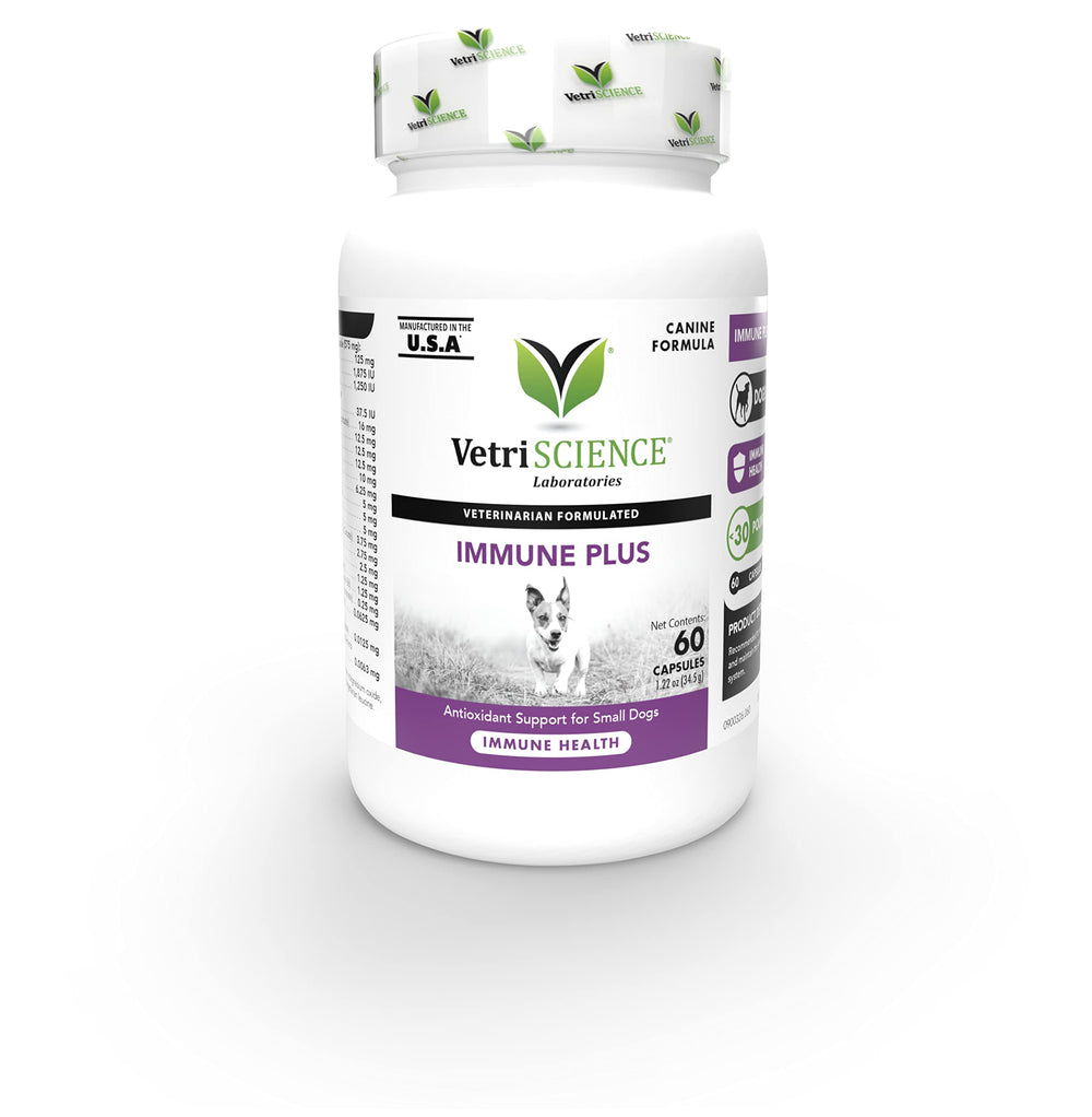 VetriScience Immunity Health: bouteille de capsules pour petits chiens, soutien immunitaire.