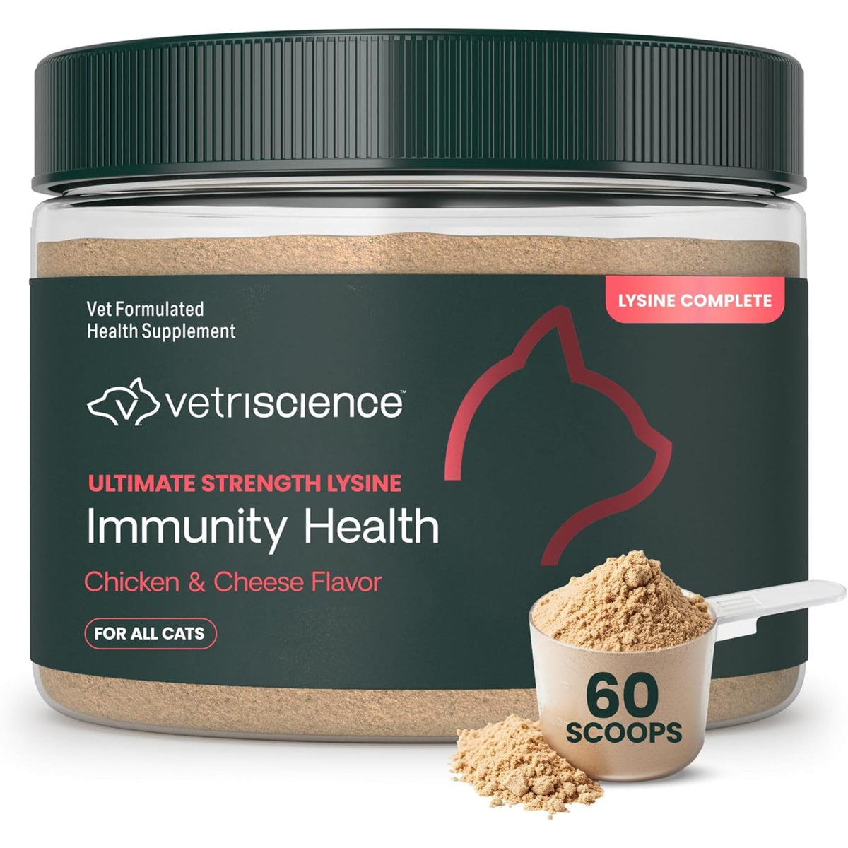 VetriScience L-lysine Immunité chat-poudre: soutien immunitaire et respiratoire.