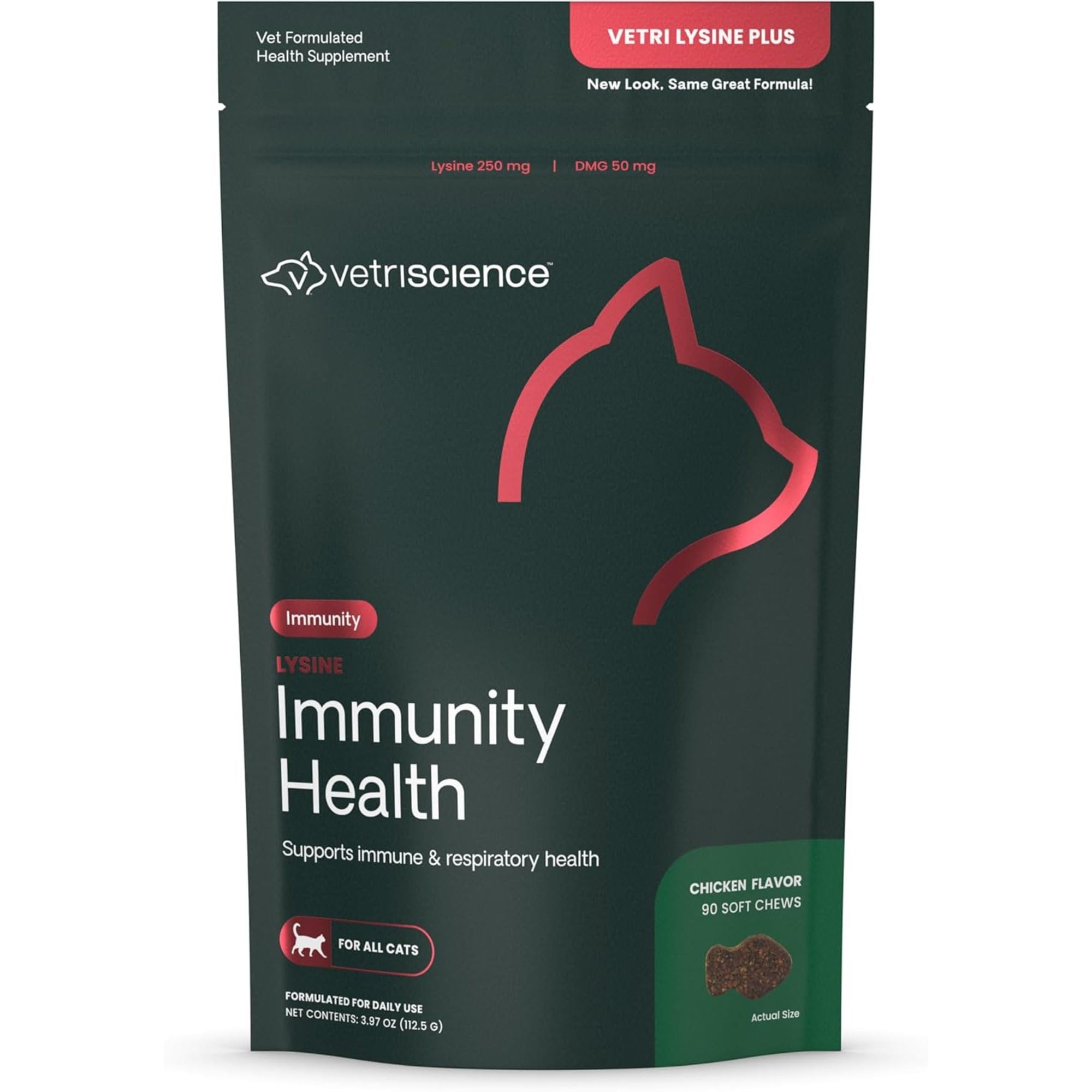 VetriScience Lysine Immunity Health – bouchées pour chat, soutien immunitaire quotidien et goût apprécié.
