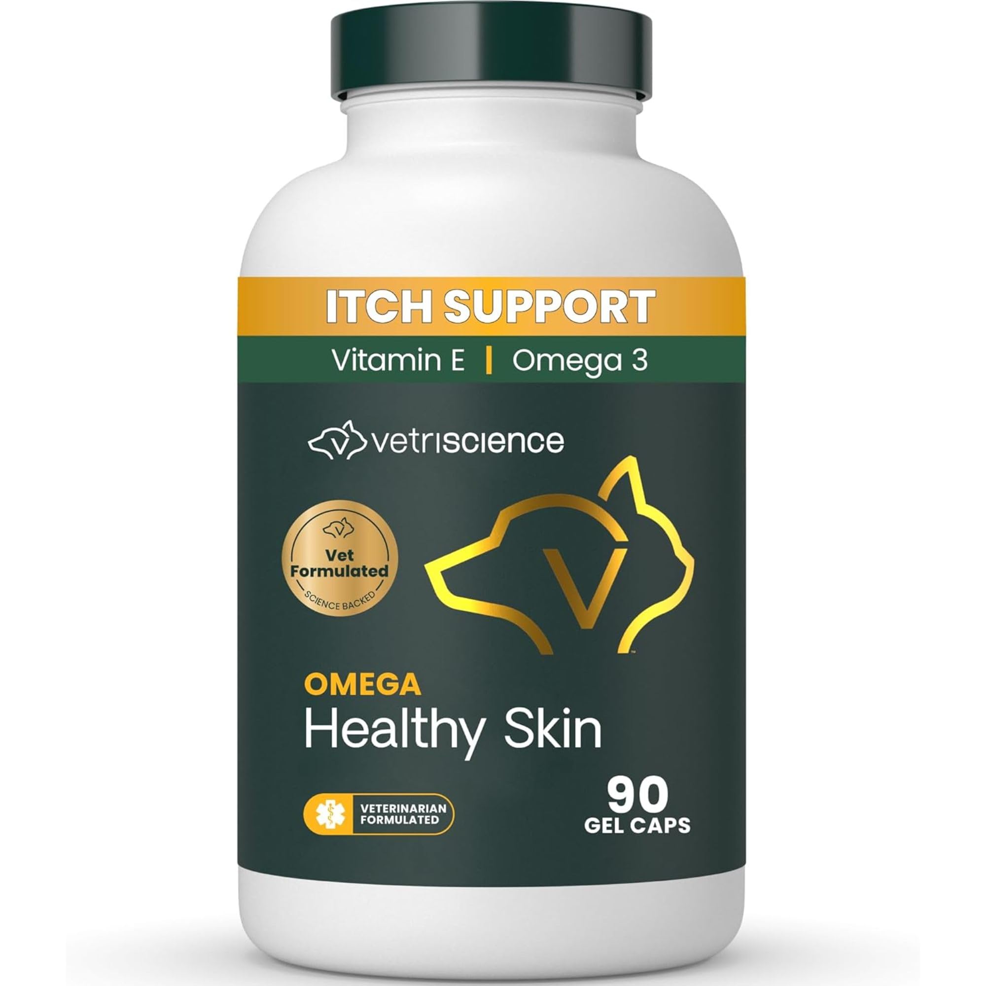 VETRISCIENCE Omega-peau-saine-capsules: soutien peau sensible des animaux.