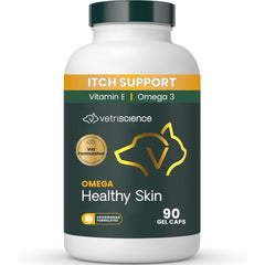 VETRISCIENCE Omega-peau-saine-capsules: soutien peau sensible des animaux.