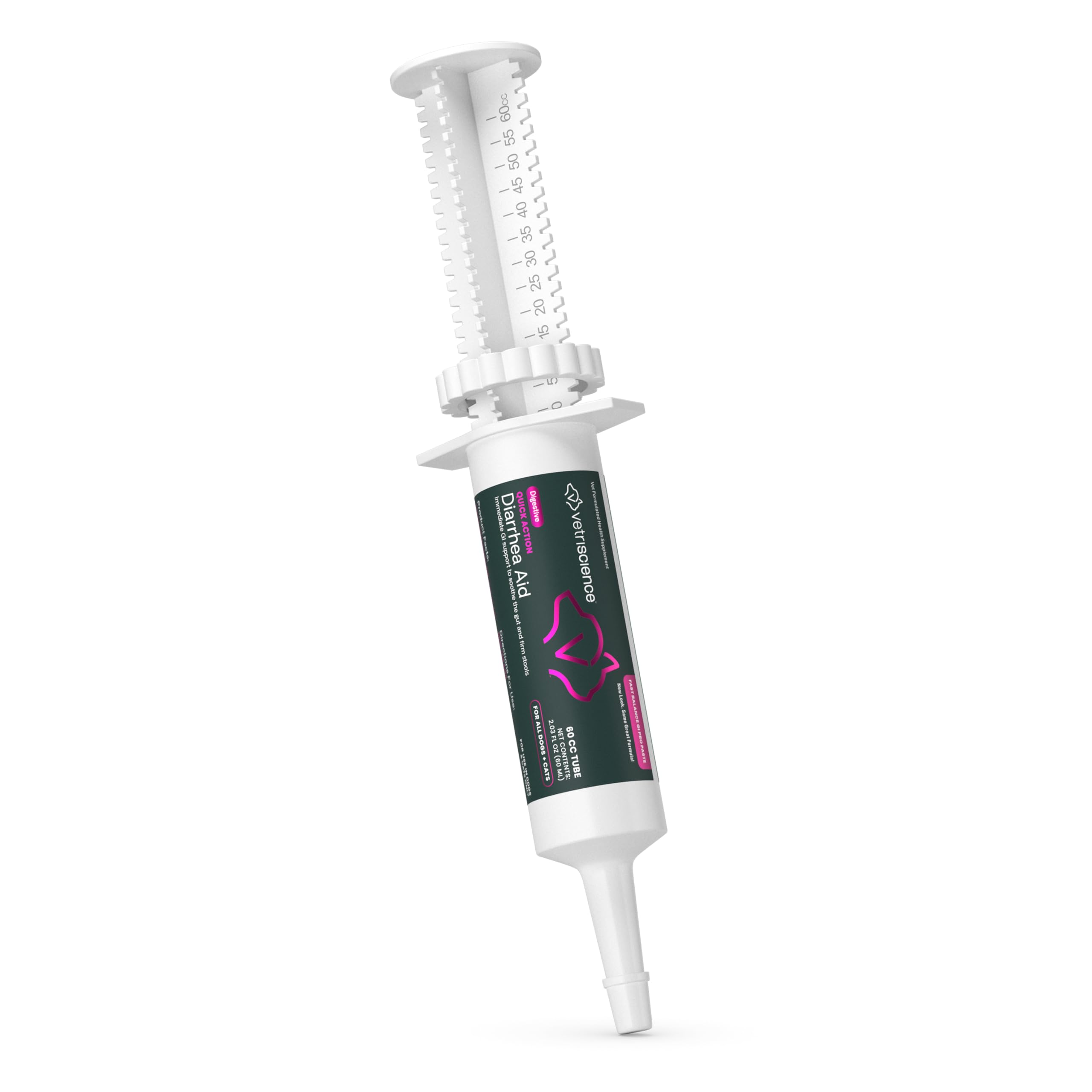 VetriScience Pâte Action Rapide Aide Diarrhée, bouteille visible, soutien digestif rapide.