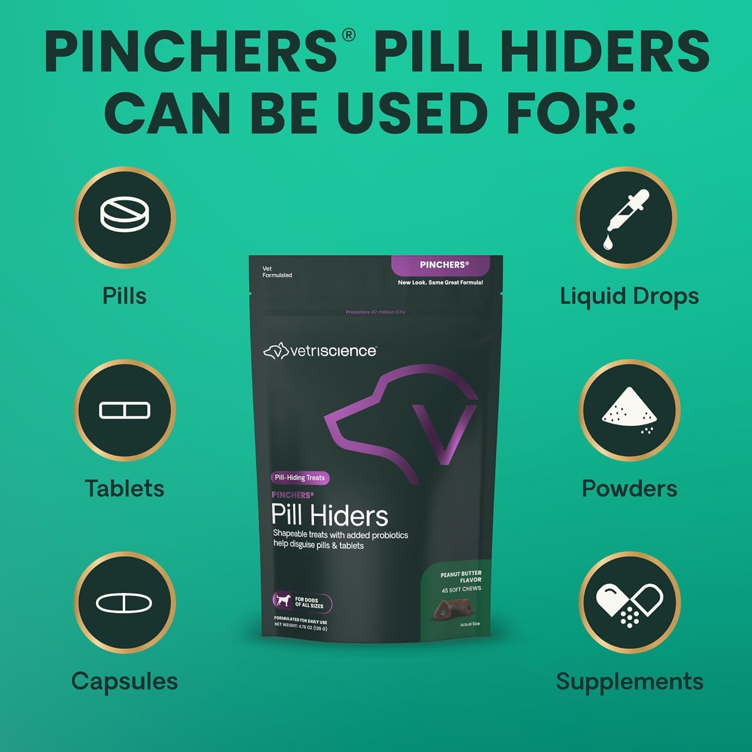 VETRISCIENCE Pinchers deux tailles adaptées aux petits et grands pilules.