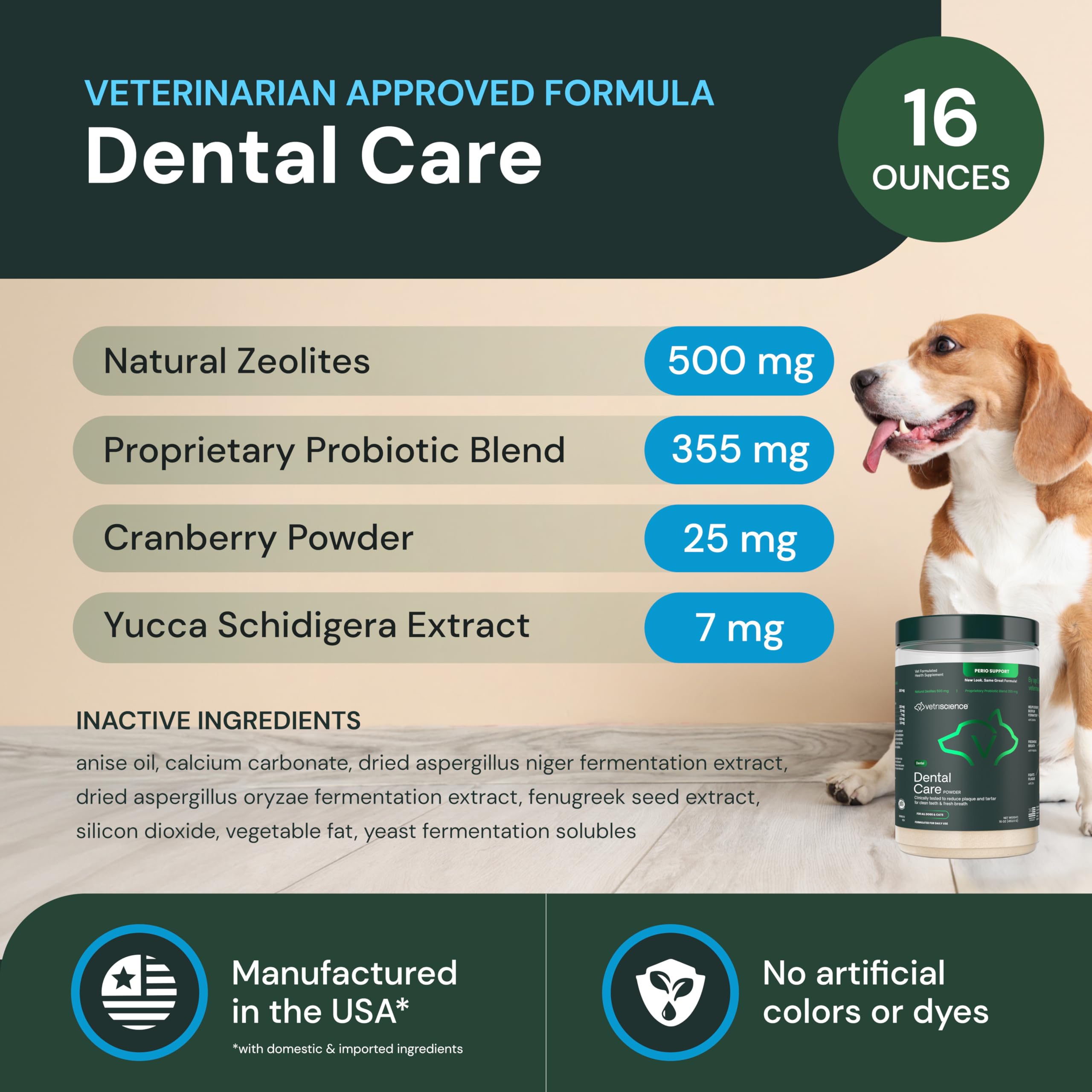 VetriScience Poudre dentaire – gencives saines et bouche propre.