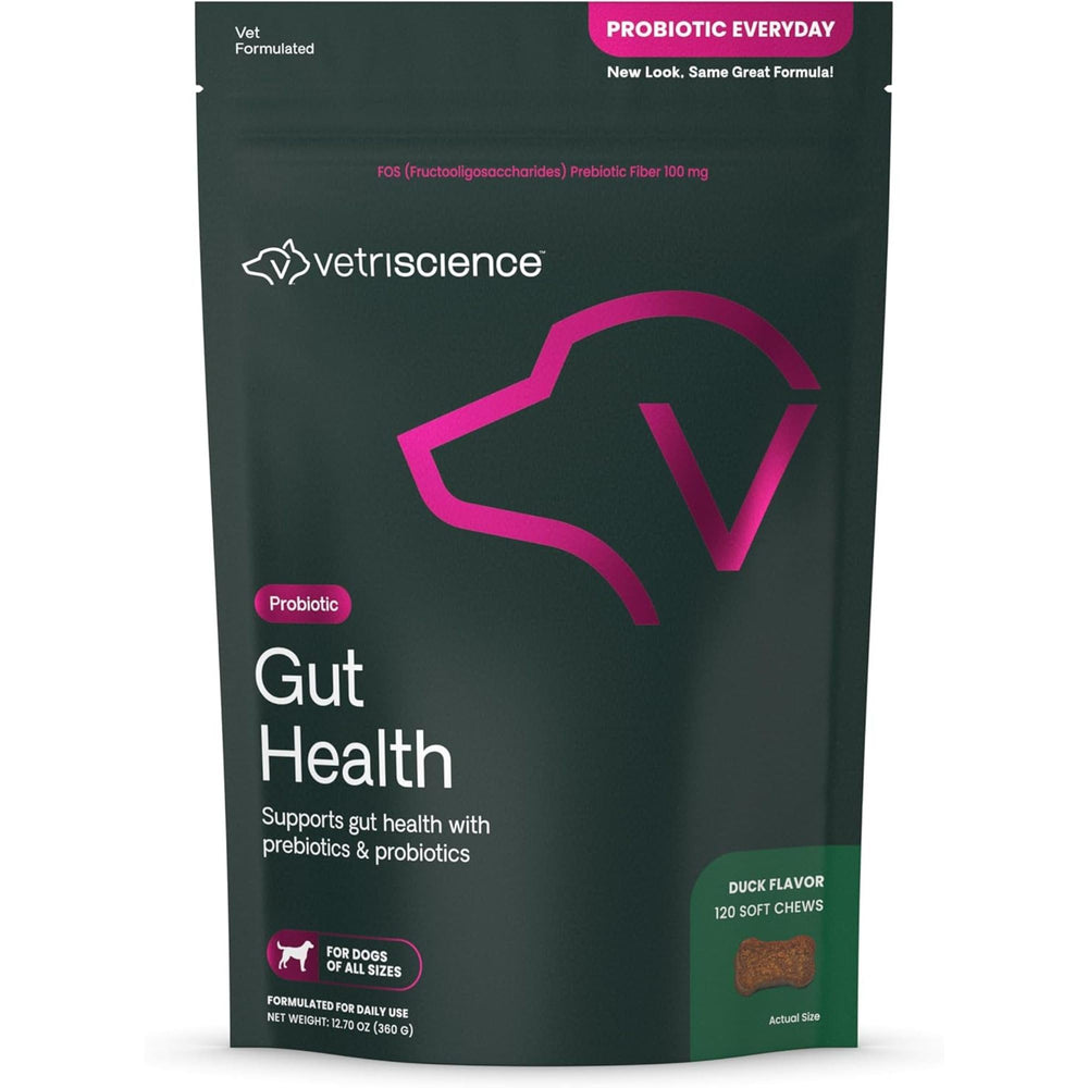 VetriScience Santé Intestinale friandise chien emballage, soutien digestif quotidien.