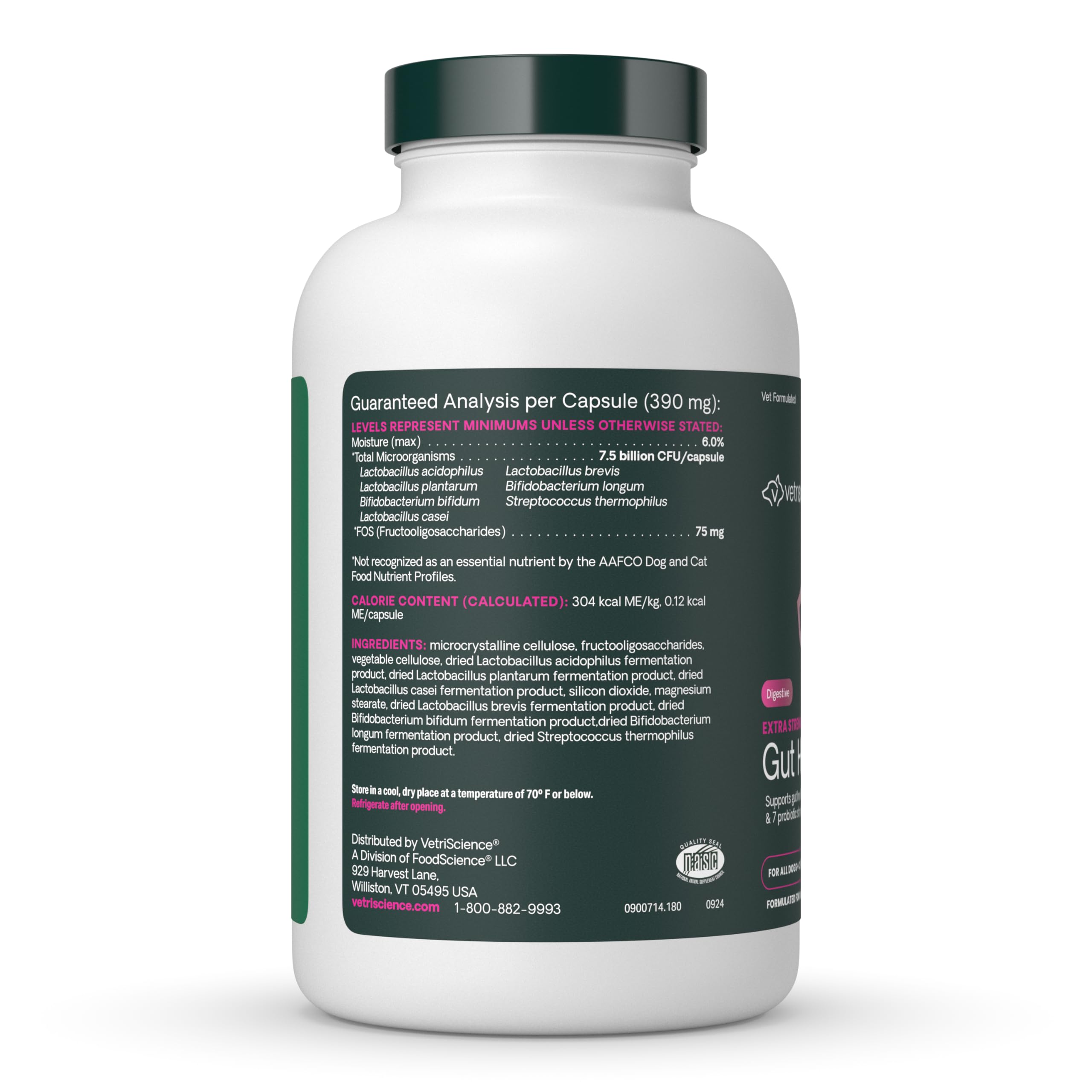 VetriScience Santé Intestinale – ingrédients sans lactose pour animaux sensibles.