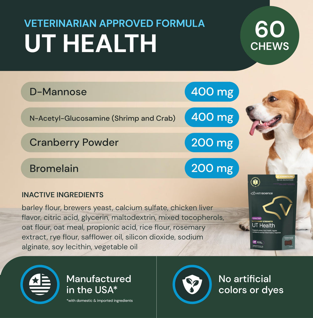 VetriScience UT Health Chews, ingredients-cranberries: goût agréable et soutien naturel.