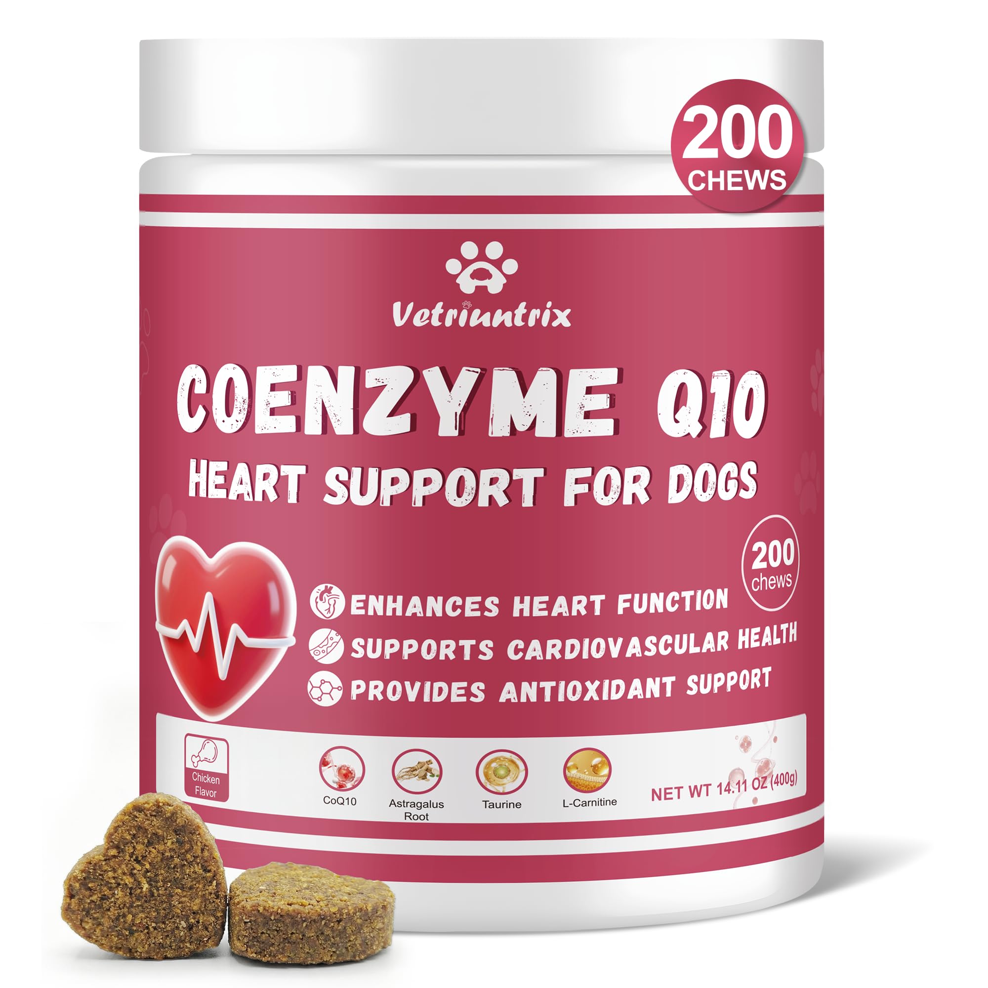 Vetriuntrix Coeur chien friandises: bouchées appétentes soutenant le cœur et la vitalité.