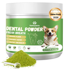 Vetriuntrix Poudre Dentaire chien — bouteille, utilisation pratique pour l'hygiène dentaire.