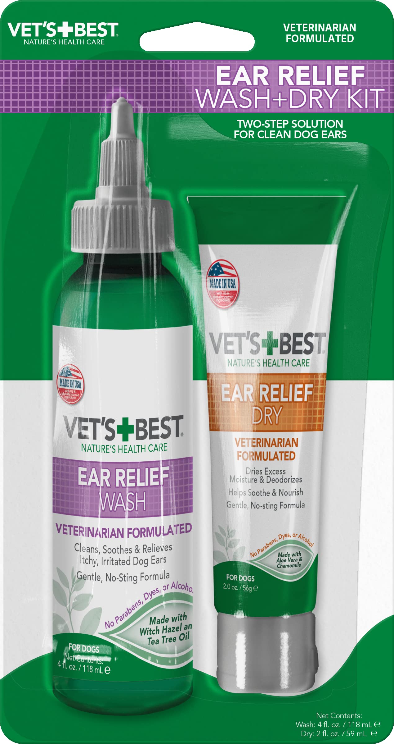 Vet's Best lavages oreilles chien – flacon nettoyant en douceur.