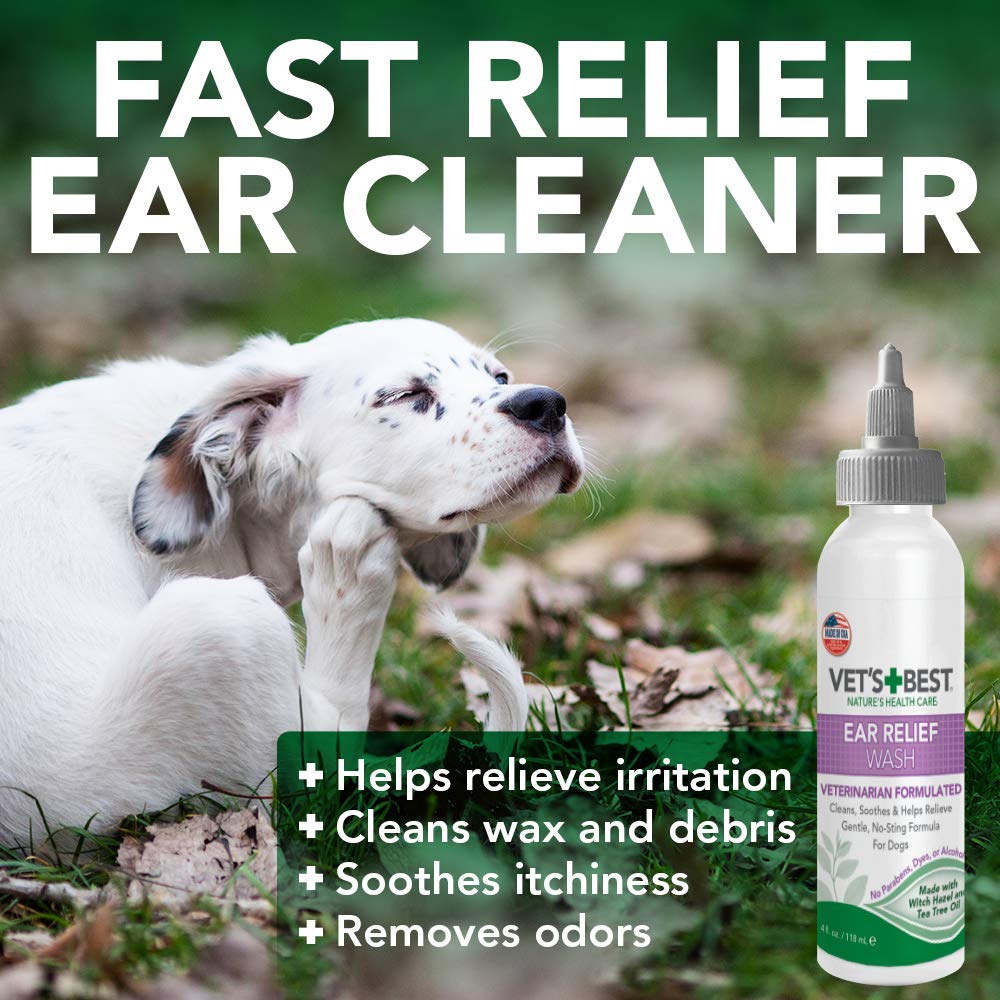 Vet's Best kit oreilles – composants du duo lavage et séchage.