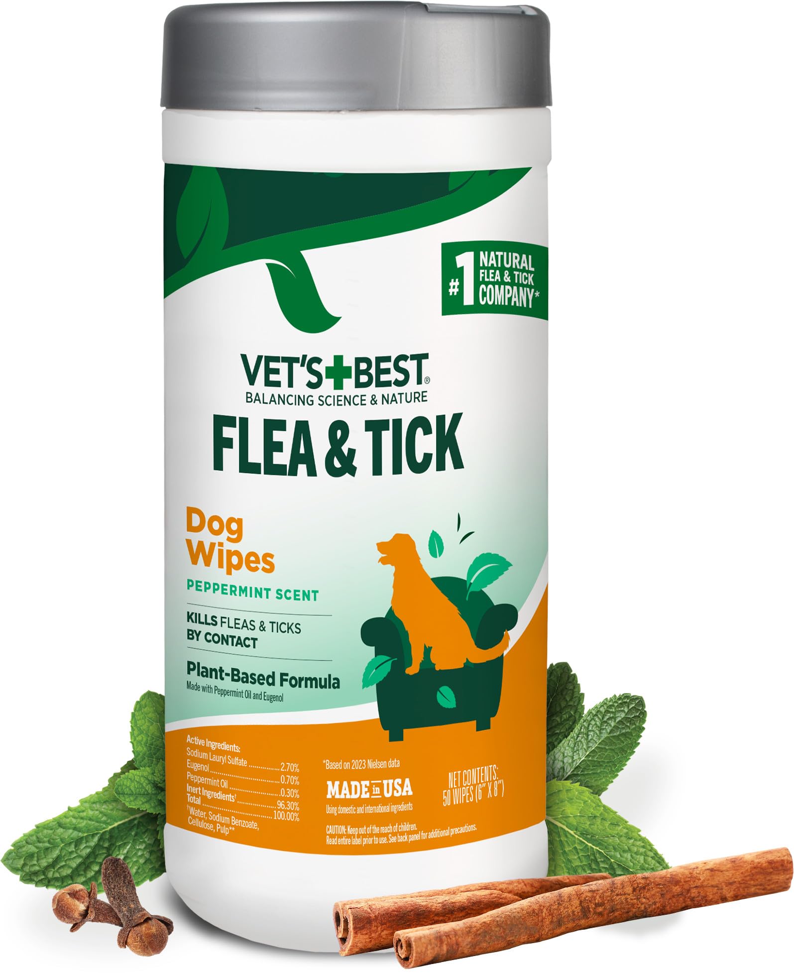 Lingettes Vet's Best pour chien – protection puces et tiques, pratique