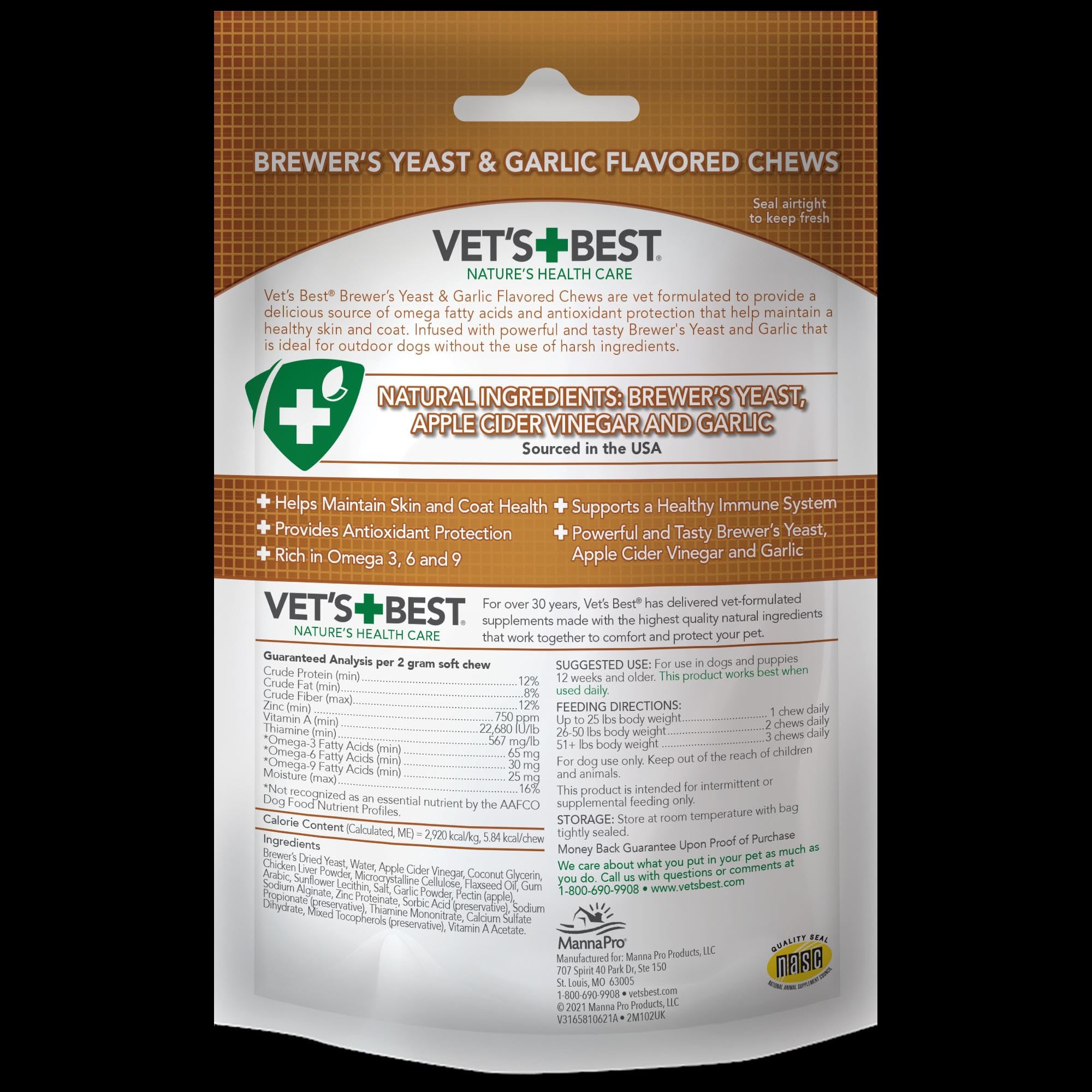 Vet's Best omega3 poil brillance: supplement quotidien pour pelage brillant.