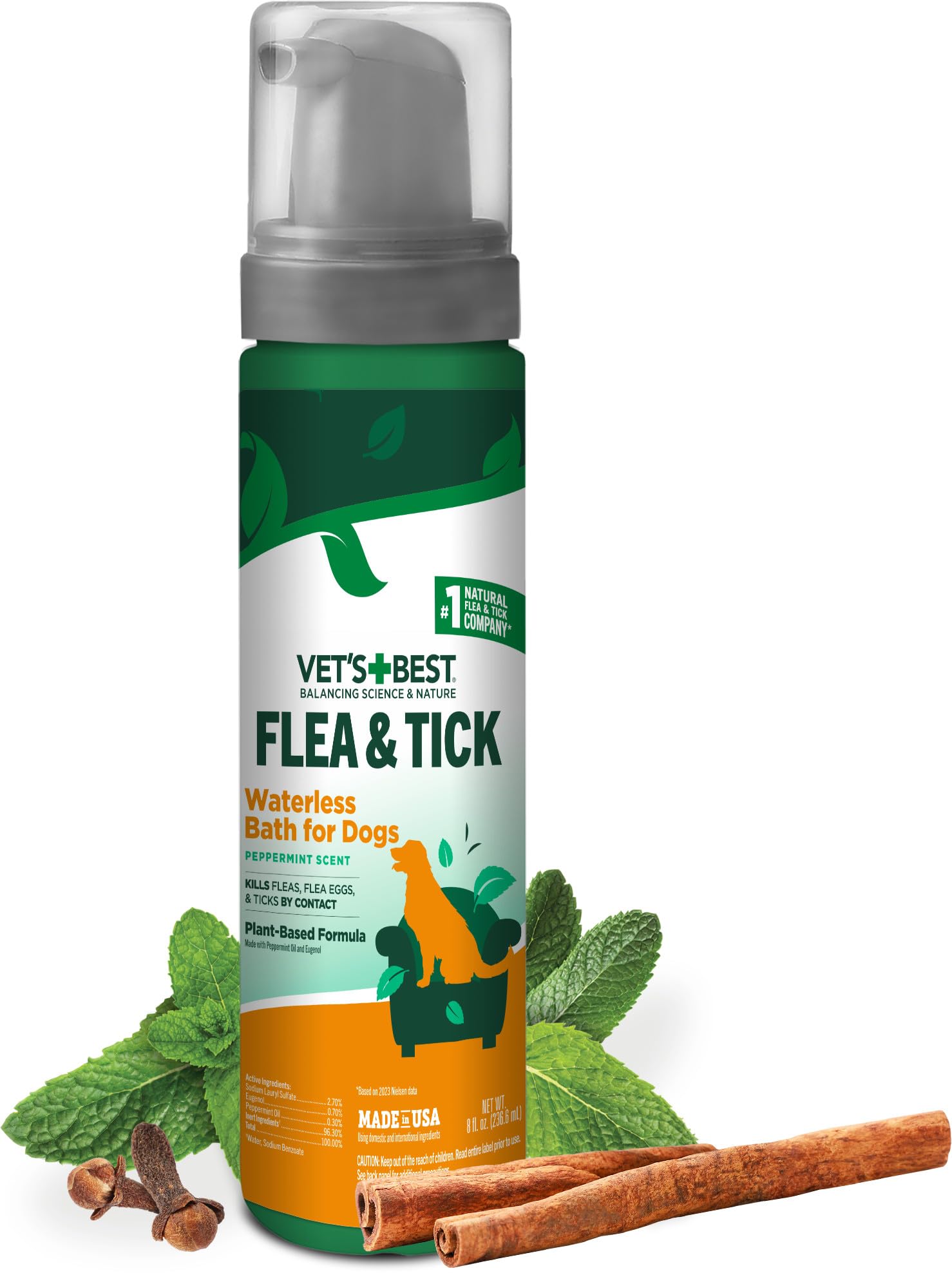 Vet's Best shampoo sec pour chien – bouteille visible, soin naturel sans rinçage.