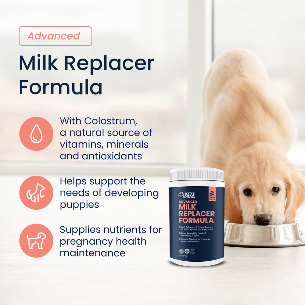 Vets Preferred Lait de remplacement avec colostrum, pour immunité et digestion.