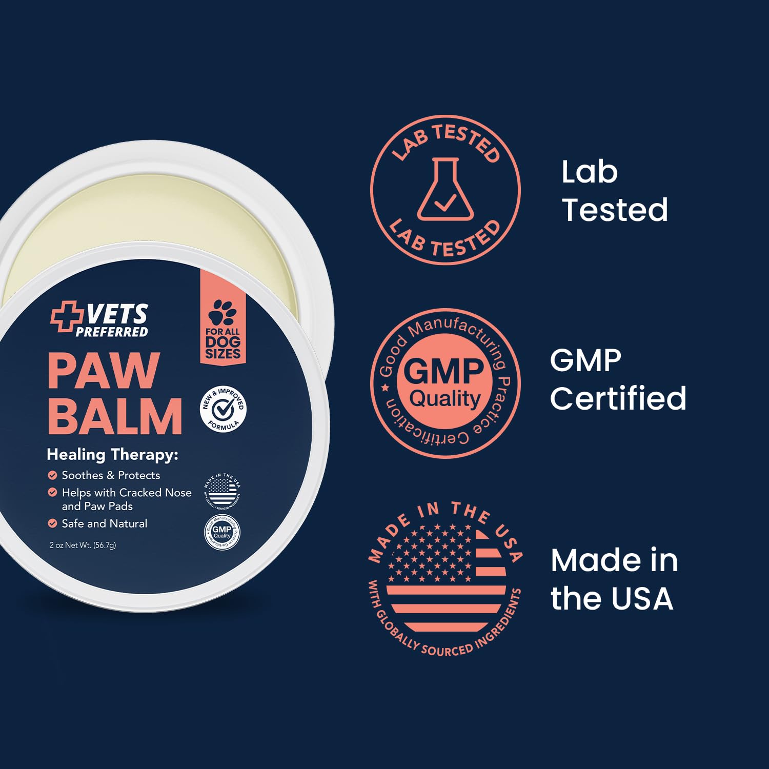 Fabriqué aux États‑Unis selon GMP avec Vet’s Preferred.