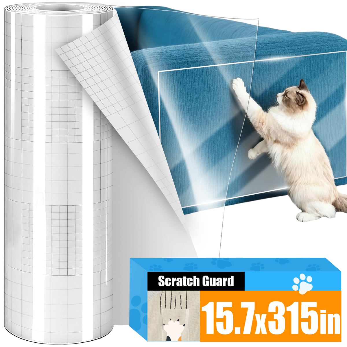 Vetuslumen Protecteur griffes canapé, adhésif transparent protégeant le tissu sans changer l’apparence.