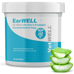EarWELL VetWELL – Lingettes oreilles chien: nettoyage en douceur.
