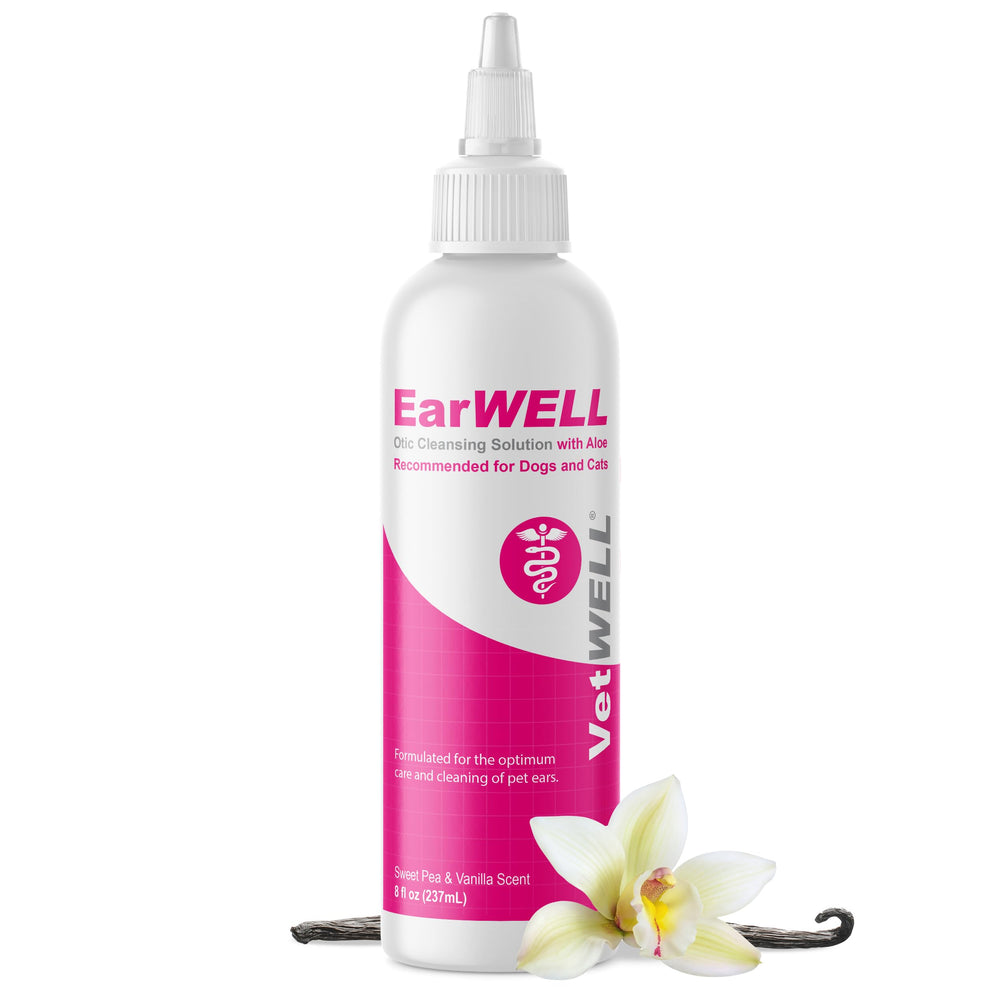 VetWELL Nettoyant Oreilles, bouteille 8oz, nettoyage en douceur et fraîcheur naturelle.