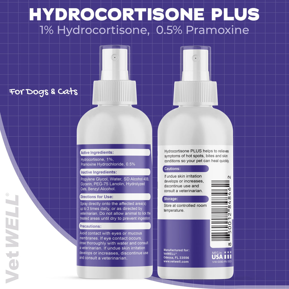 VetWELL Hydrocortisone Spray – fabriqué aux États-Unis, qualité fiable.