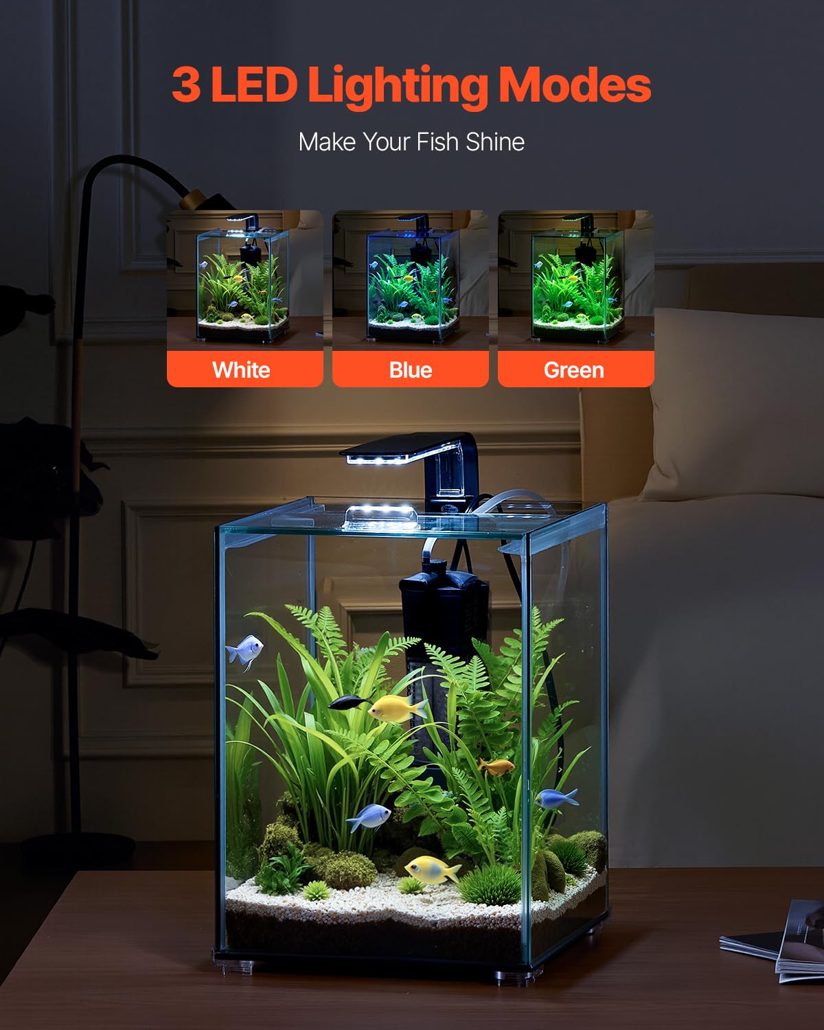 VEVOR aquarium carré avec filtration biologique pour eau stable