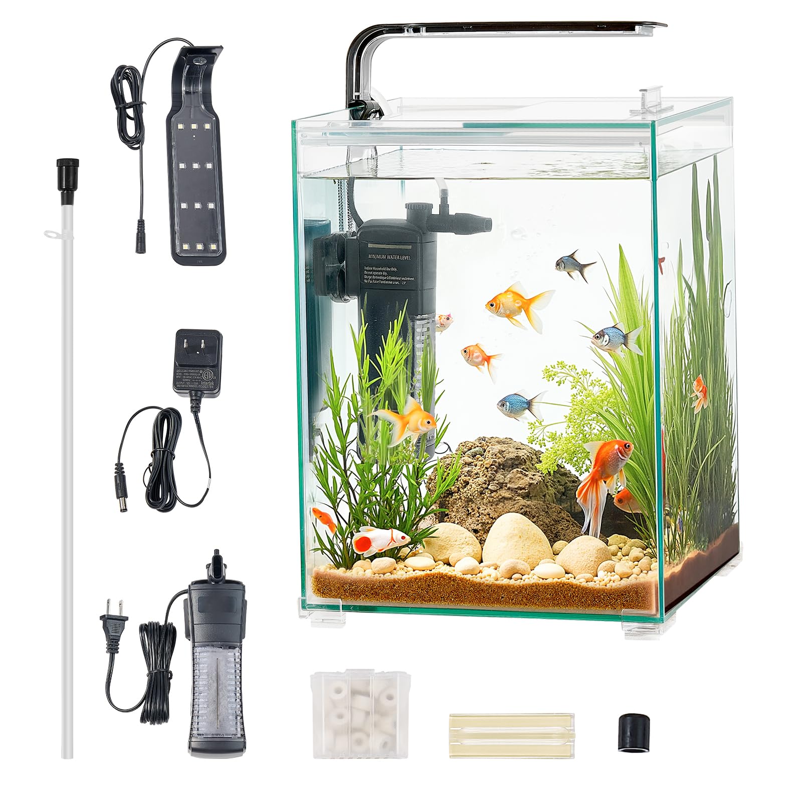 VEVOR aquarium carré usage domestique et bureau, compact et pratique