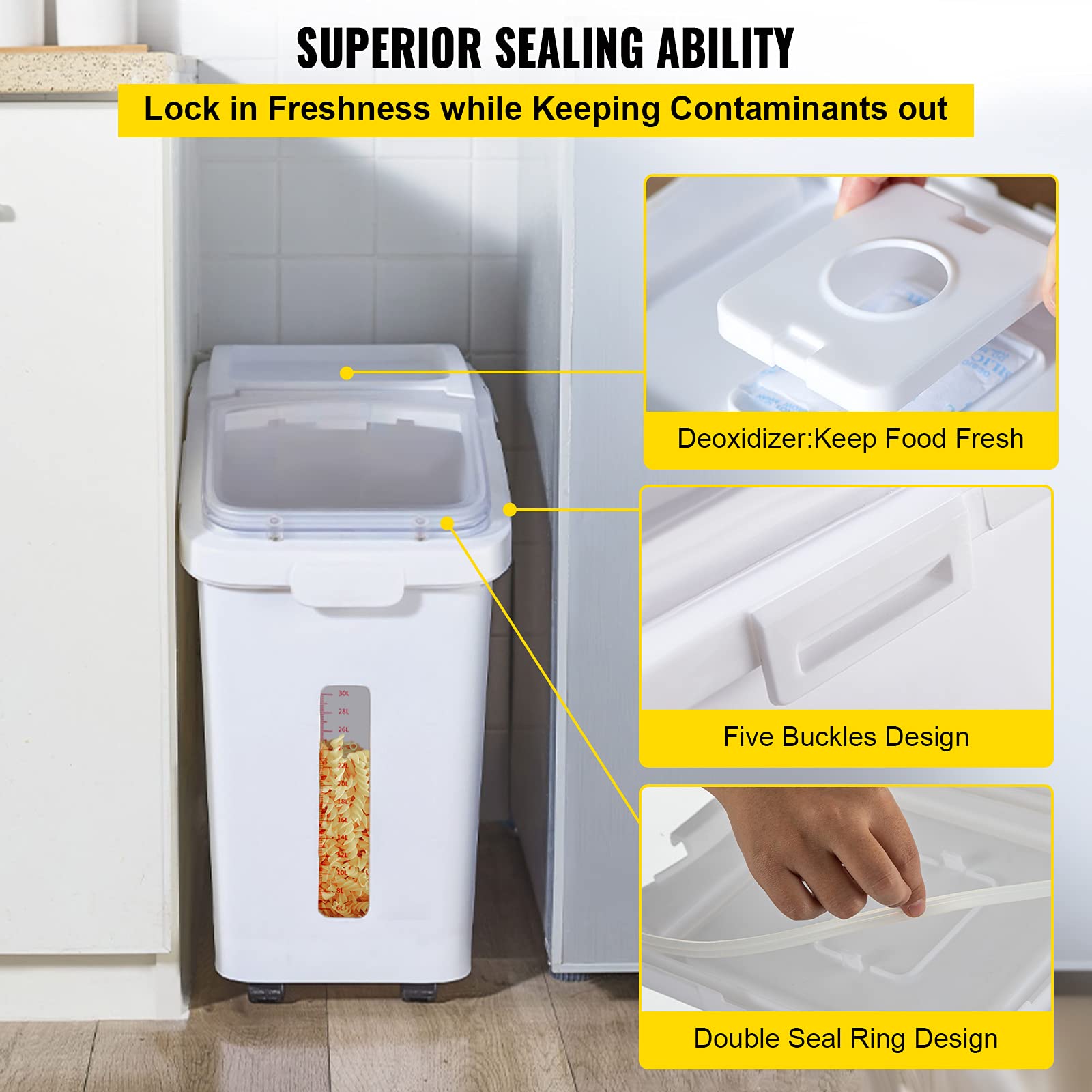 VEVOR bac avec roulettes 360° facilite le déplacement en cuisine.
