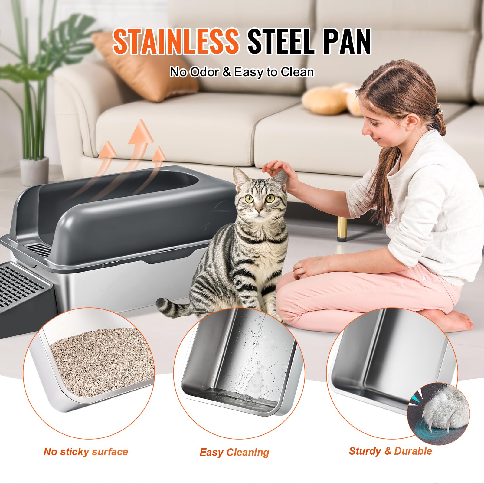 VEVOR intérieur 60L offre espace généreux pour les chats actifs.