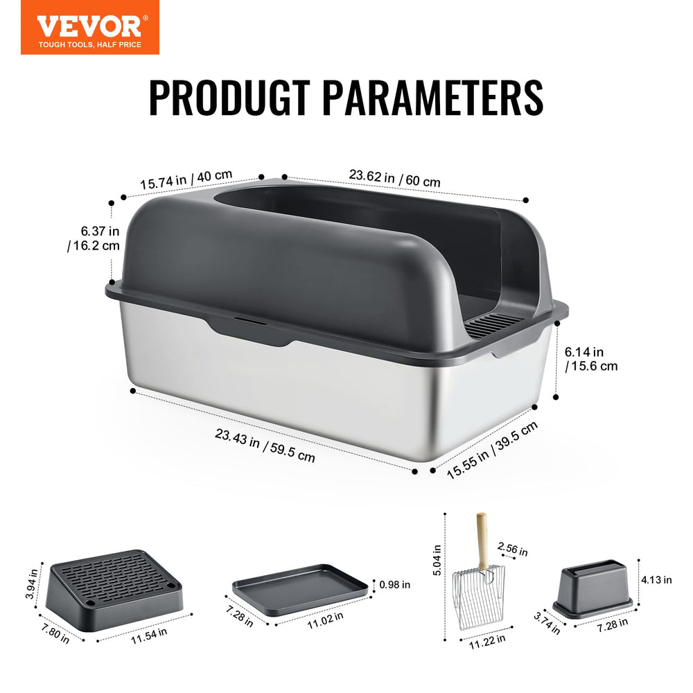 VEVOR capacité litière jusqu'à 30L, pratique et durable.